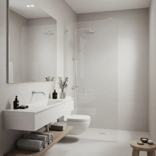 Modernes barrierefreies Bad mit bodengleicher Dusche und rutschhemmendem Boden